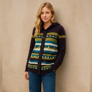 Christopher Banks Hooded Button Up Cardigan Wool Blend Size Medium